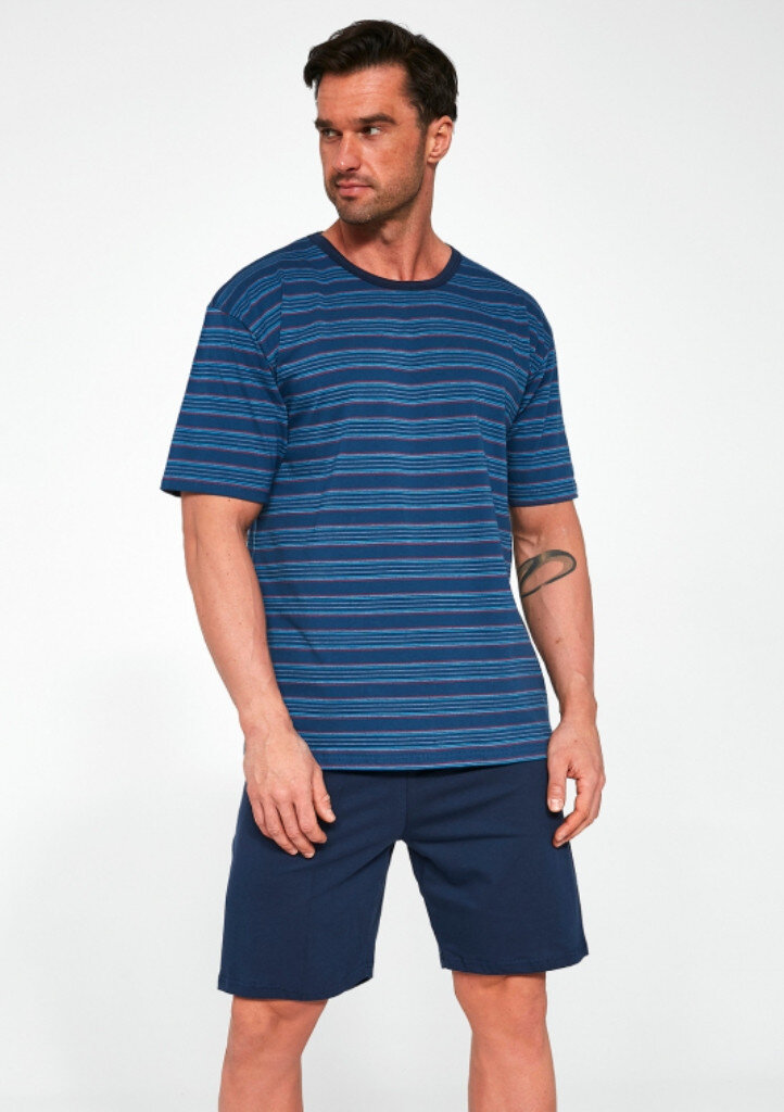 Mužské pohodlné bavlněné pyžamo Cornette, Modrá XL i321_74236-448704