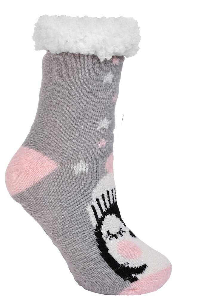 Teplé dětské ponožky Pingvin růžové s protiskluzovými nopky, růžová 31/34 i43_79569_2:růžová_3:31/34_