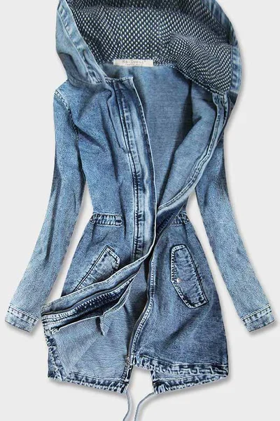 Dlouhá džínová bunda pro ženy s kapucí 670 Re-Dress