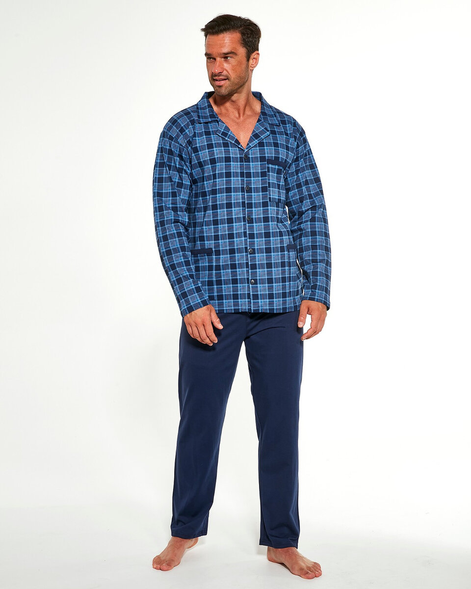 Pánské rozepínací pyžamo Cornette 8TE269 4GV 3XL-5XL, tmavě modrá 4XL i384_234830