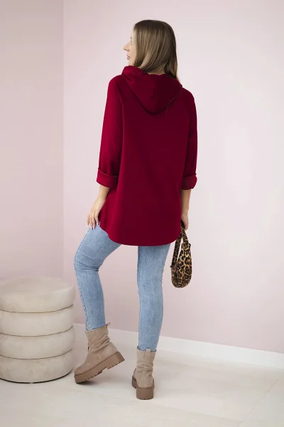 Dámská viskózová oversized mikina Love - bordo K-Fashion