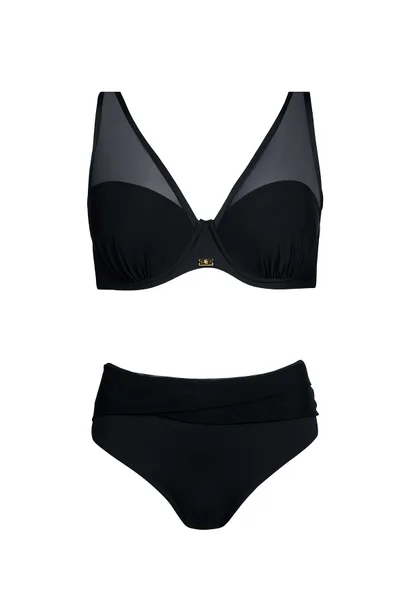 Černé elegantní dvoudílné plavky Self S Fashion