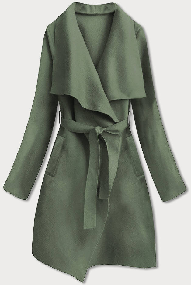 Khaki měkký kabát s kapsami od MADE IN ITALY, odcienie zieleni ONE SIZE i392_22175-50