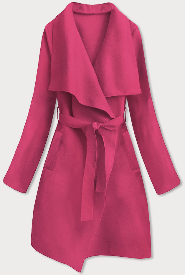 Minimalistický dámský růžový kabát 02T MADE IN ITALY, odcienie różu ONE SIZE i392_19563-50