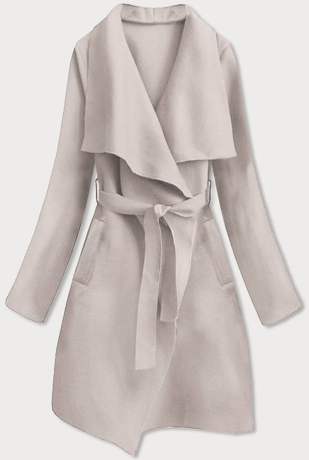 Světle béžový minimalistický dámský kabát 11N1W MADE IN ITALY, odcienie beżu ONE SIZE i392_19564-50