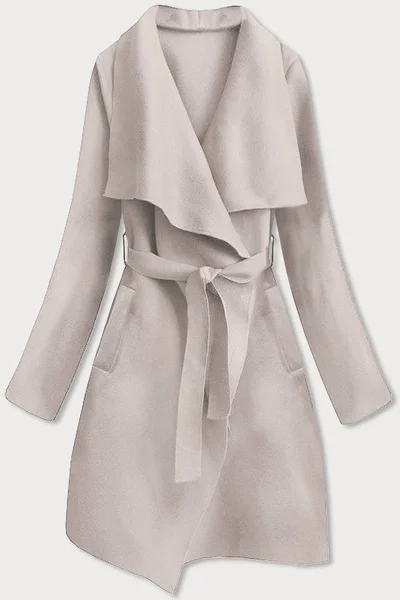 Světle béžový minimalistický dámský kabát 11N1W MADE IN ITALY