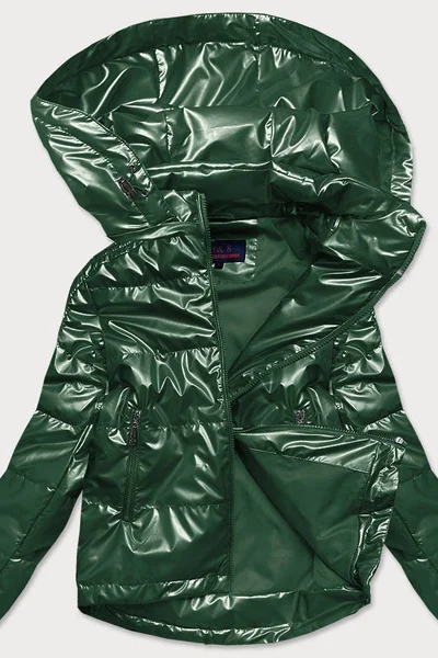 Zelená dámská lesklá bunda oversize 10L8 6&8 Fashion