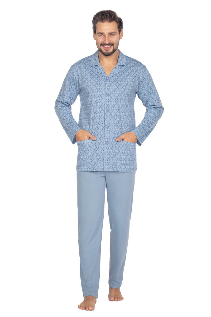 Mužské zipové pyžamo Regina - vzorovaná dámská halenka - 100% bavlna, modrá M i384_44501373