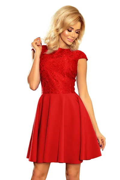Červené dámské šaty s krajkou 8 MARTA model 77492