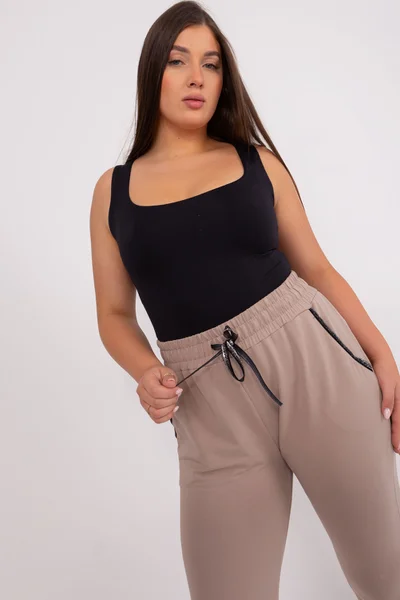 Dámské plus size tepláky FPrice tmavě lila