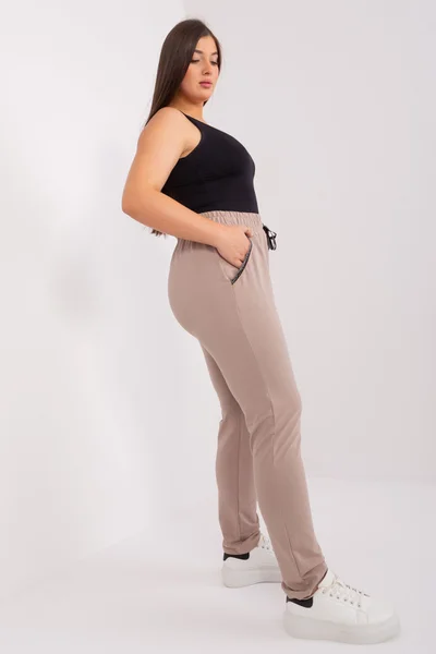 Dámské plus size tepláky FPrice tmavě lila