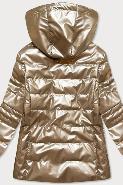 Lesklá zlatá prošívaná bunda pro ženy 9206QB 6&8 Fashion