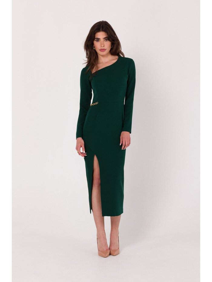 Zelené šaty s asymetrickým výstřihem - kolekce Emerald Elegance, EU L i529_1253197047302021954
