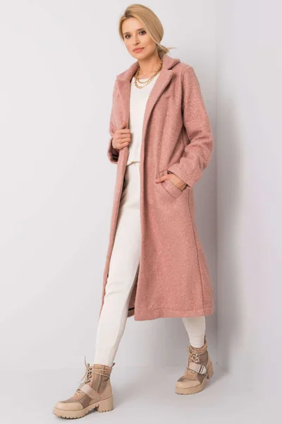 Dámský RUE PARIS Pudrově růžový bouclé kabát FPrice