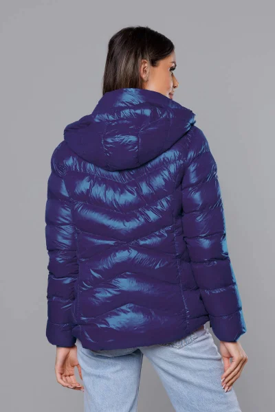 Zimní modrá bunda s ozdobnými pásky pro ženy - J.STYLE