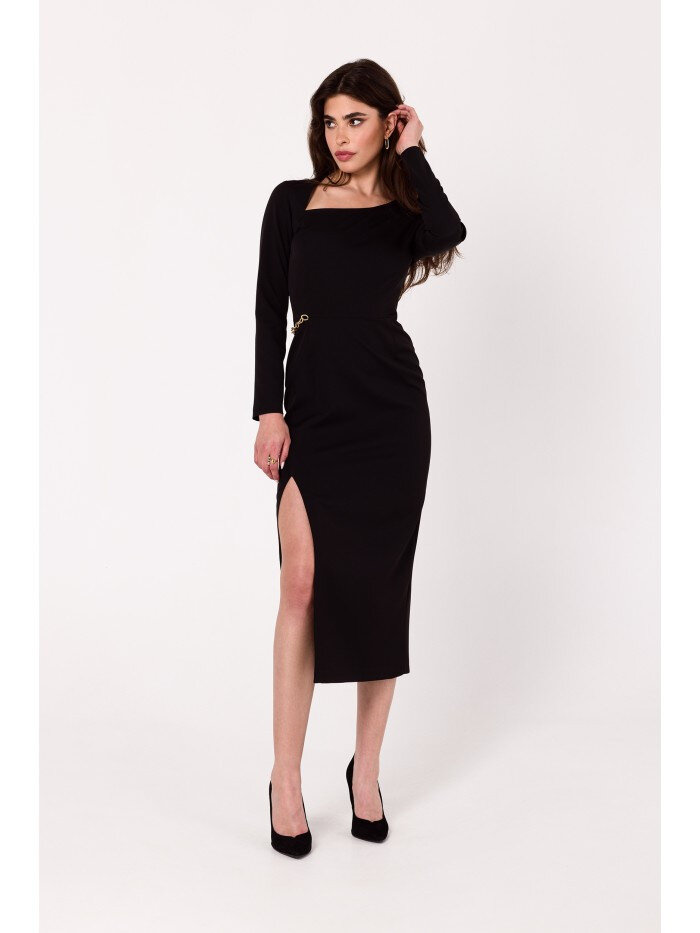 Černé šaty s asymetrickým výstřihem - Elegantní Noir, EU L i529_5801269720659339778