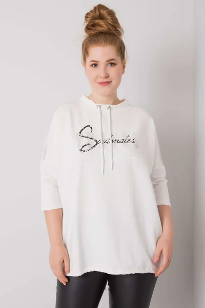 Oversized dámská bílá halenka s kamínky Fashionhunters