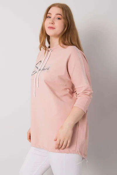 Plus size růžová halenka s kamínky Fashionhunters