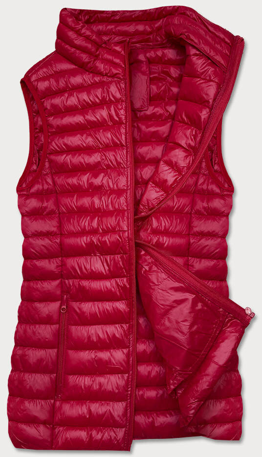 Krátká prošívaná dámská vesta v bordó barvě W773S J.STYLE, odcienie czerwieni XL (42) i392_19944-53