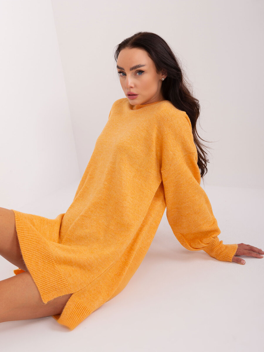 Oranžový oversize pletený svetr pro ženy, jedna velikost i523_2016103458776