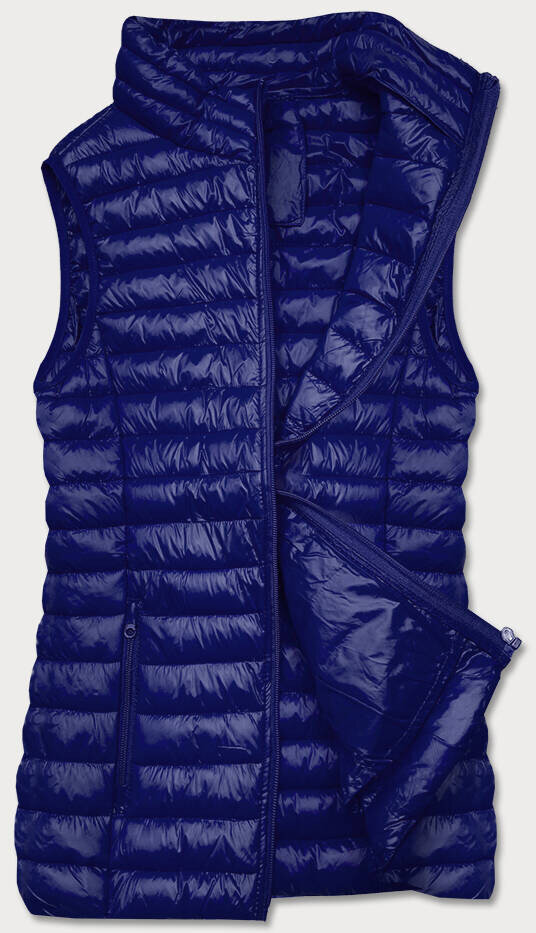Tmavě modrá krátká dámská prošívaná vesta 32T J.STYLE, odcienie niebieskiego XL (42) i392_19945-53