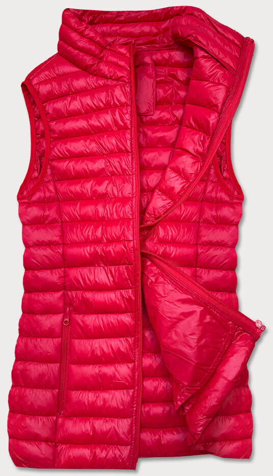 Tmavě červená krátká dámská prošívaná vesta 34N J.STYLE, odcienie czerwieni M (38) i392_19946-47