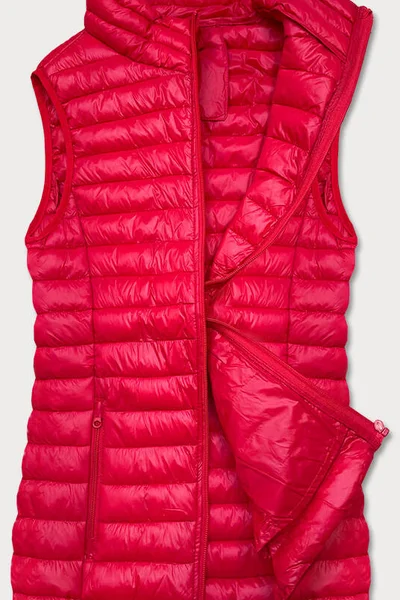 Tmavě červená krátká dámská prošívaná vesta 34N J.STYLE
