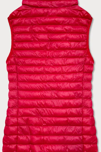Tmavě červená krátká dámská prošívaná vesta 34N J.STYLE