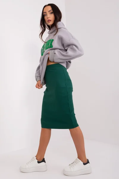 Zelená žebrovaná pletená sukně FPrice