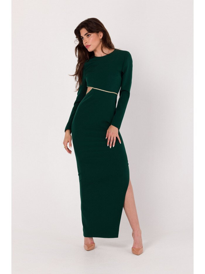 Zlatopáskové Dámské Maxi šaty - Zelená Přízeň, EU L i529_2329645796687088208