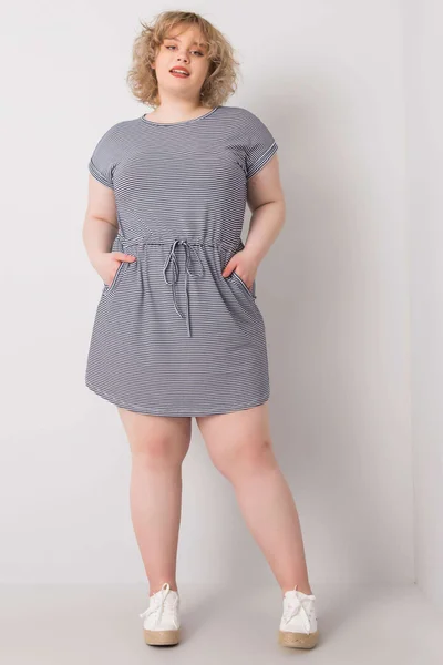 Dámské pruhované plus size mini šaty Fashionhunters