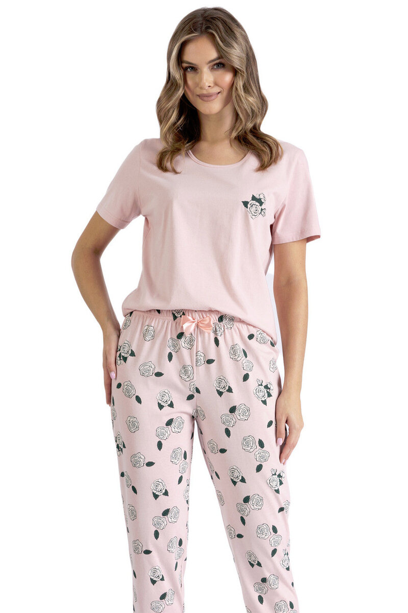 Růžové pyžamo pro ženy s mašlí LEVEZA, pudrově růžová M i170_101143802183