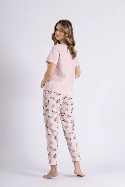 Růžové pyžamo pro ženy s mašlí LEVEZA