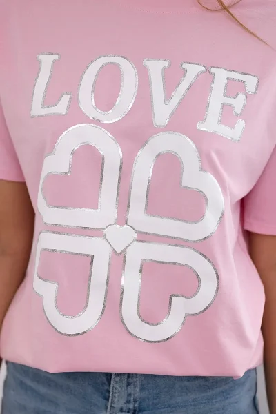 Bavlněná dámská halenka Love Hearts růžová K-Fashion