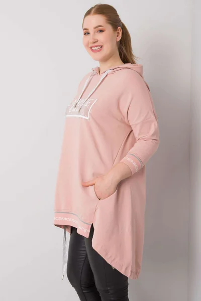 Růžová dámská mikina plus size s kapsou Fashionhunters