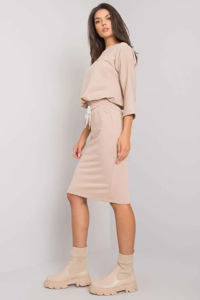 Beige Cotton Set: Mikina a Sukně Fashionhunters