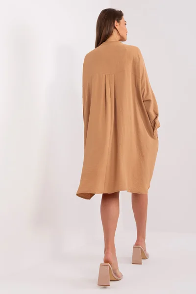 Dámské camel oversize midi šaty - Fashionhunters