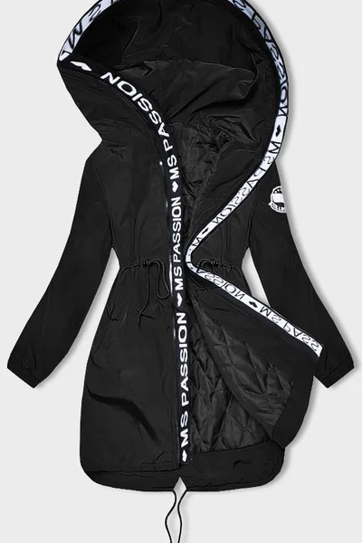 Černá bunda s kapucí a ozdobným lemem pro ženy od značky Miss TiTi