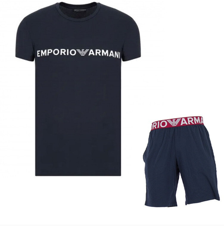 Pyžamo pro muže krátké - T2I6 D3QS 2030 - tmmodré - Emporio Armani, tm.Modrá M i10_P54738_1:832_2:91_