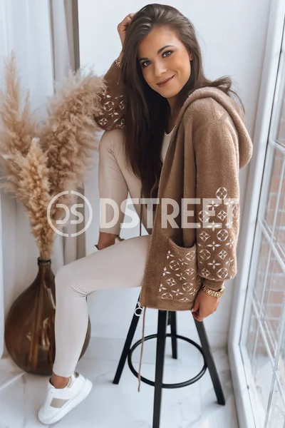 Dámská oversized bunda WINONA z alpaky s kapucí Camel Dstreet