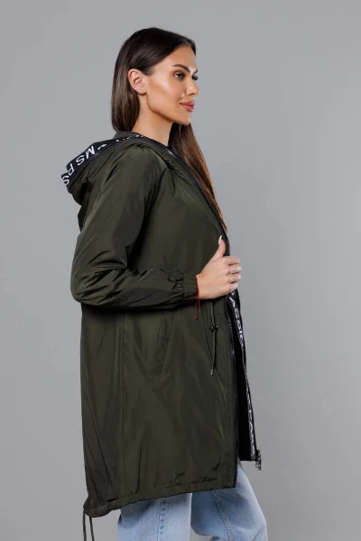 Khaki bunda s kapucí a ozdobným lemem od Miss TiTi