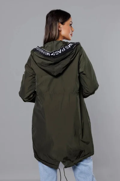 Khaki bunda s kapucí a ozdobným lemem od Miss TiTi
