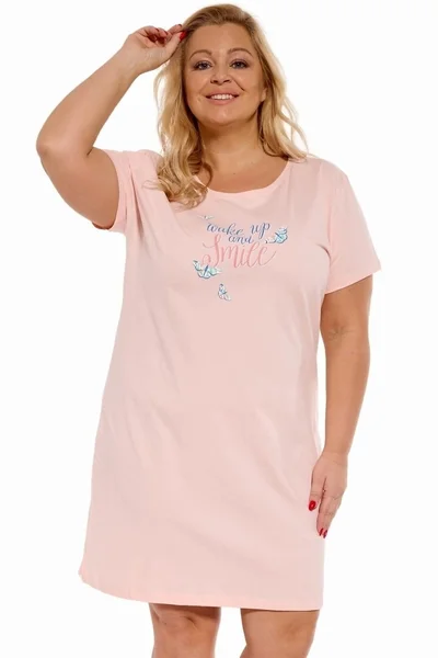 Růžová dámská noční košile s potiskem Cornette Dreamy Nights
