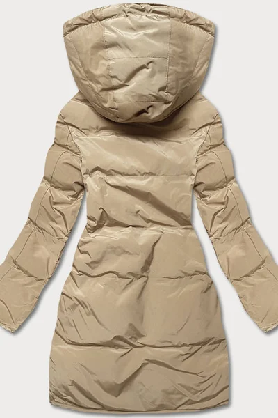Zimní bunda s kožešinovou podšívkou a kapucí - Béžová LHD