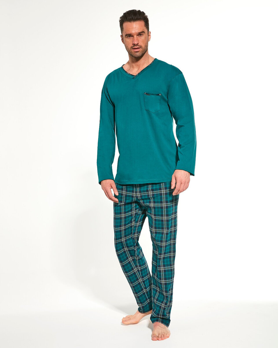 Pánské zelené pyžamo Cornette George s dlouhým rukávem a kalhotami, zelená L i384_55963105