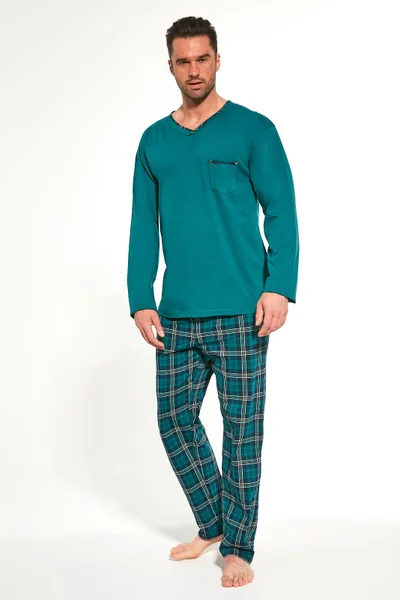 Pánské zelené pyžamo Cornette George s dlouhým rukávem a kalhotami