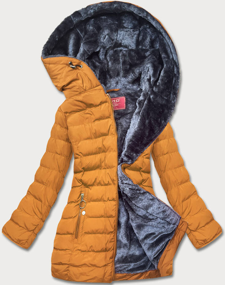 Zimní bunda s kožešinovou podšívkou pro ženy - Zlatý Mech, odcienie żółtego XXL (44) i392_21054-48