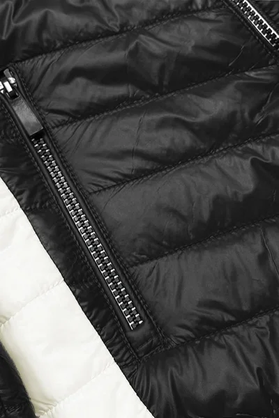 Dvoubarevná černáecru bunda pro ženy s kapucí 33905U ATURE