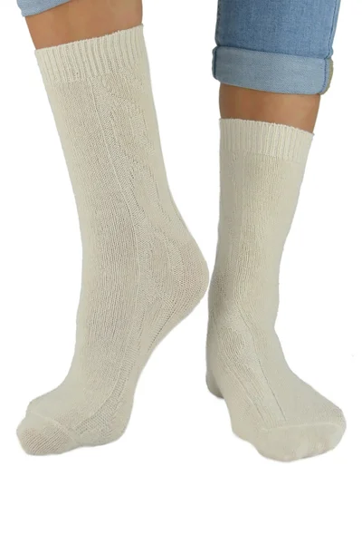 Vlněné copánkové ponožky Noviti - béžové