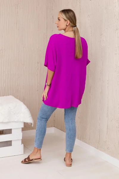 Oversize dámská halenka s přívěskem fialová K-Fashion